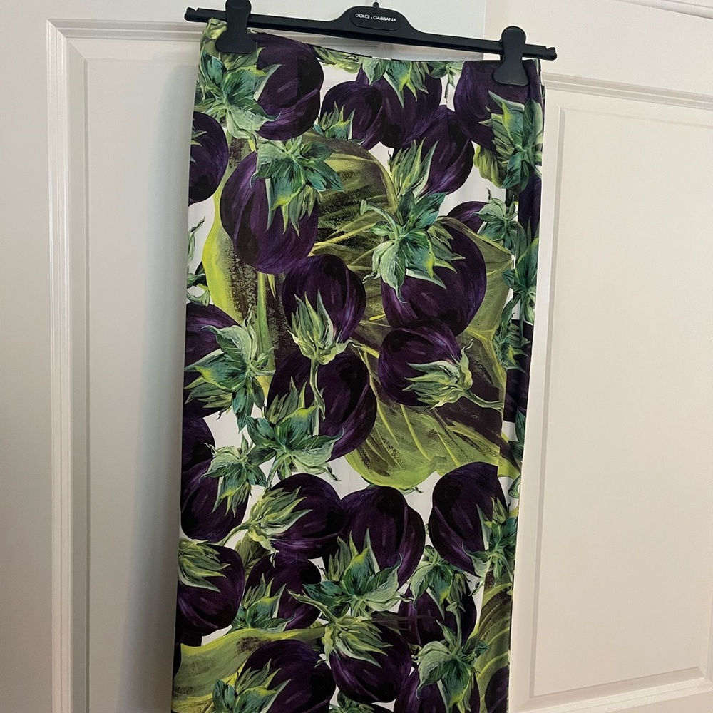 Dolce & Gabbana Purple and Green Pencil Skirt